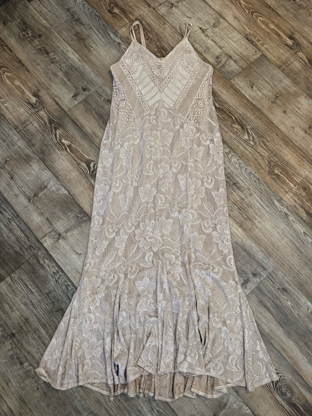 Damianou large formal nude champagne formal dress shimmer glitter